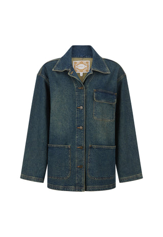a-dark-blue-denim-jacket-with-a-button-up-front-pointed-collar-and-four-front-pockets-shown-against-a-plain-white-background